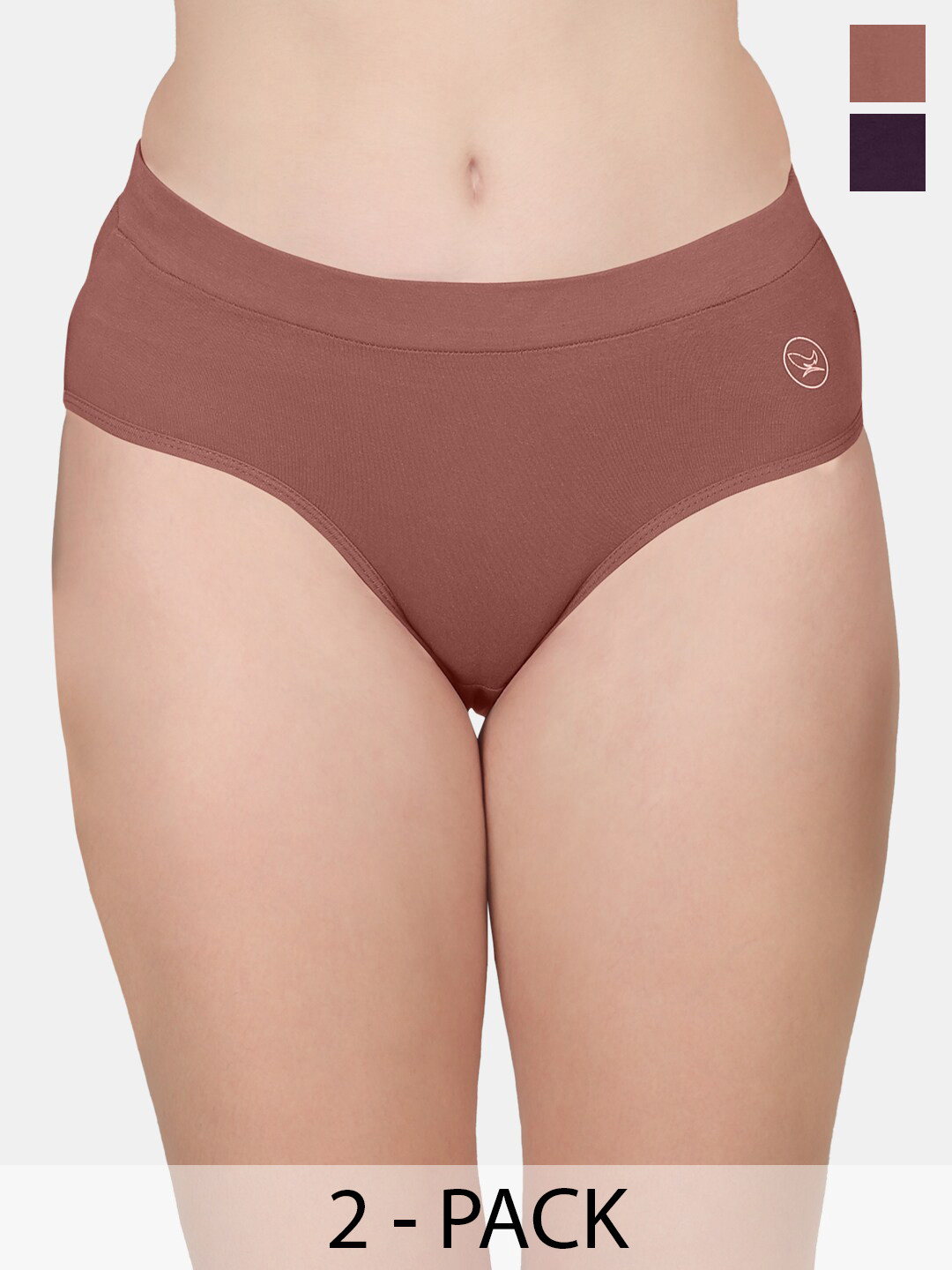 

POOJA RAGENEE Pack of 2 Mid-Rise Anti-Odour Hipster Briefs, Brown