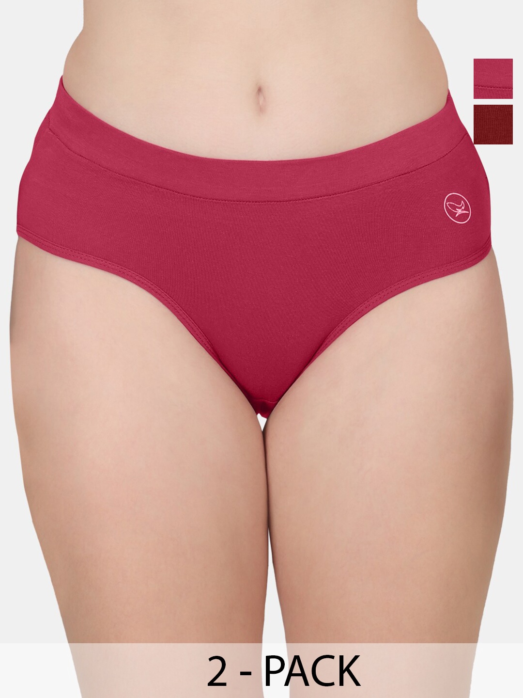 

POOJA RAGENEE Pack of 2 Mid-Rise Anti-Odour Hipster Briefs, Magenta