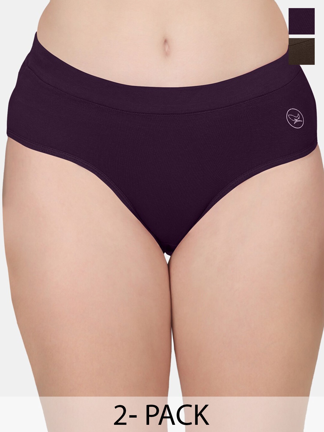 POOJA RAGENEE Pack Of 2 Mid-Rise Hipster Briefs, Brown