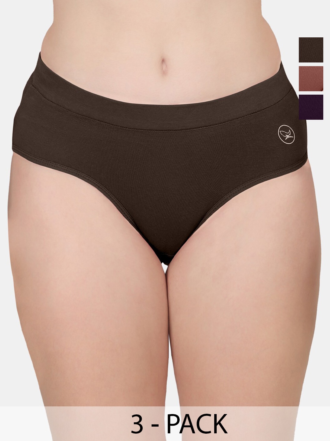 POOJA RAGENEE Pack of 3 Mid-Rise Anti-Odour Hipster Briefs, Rust