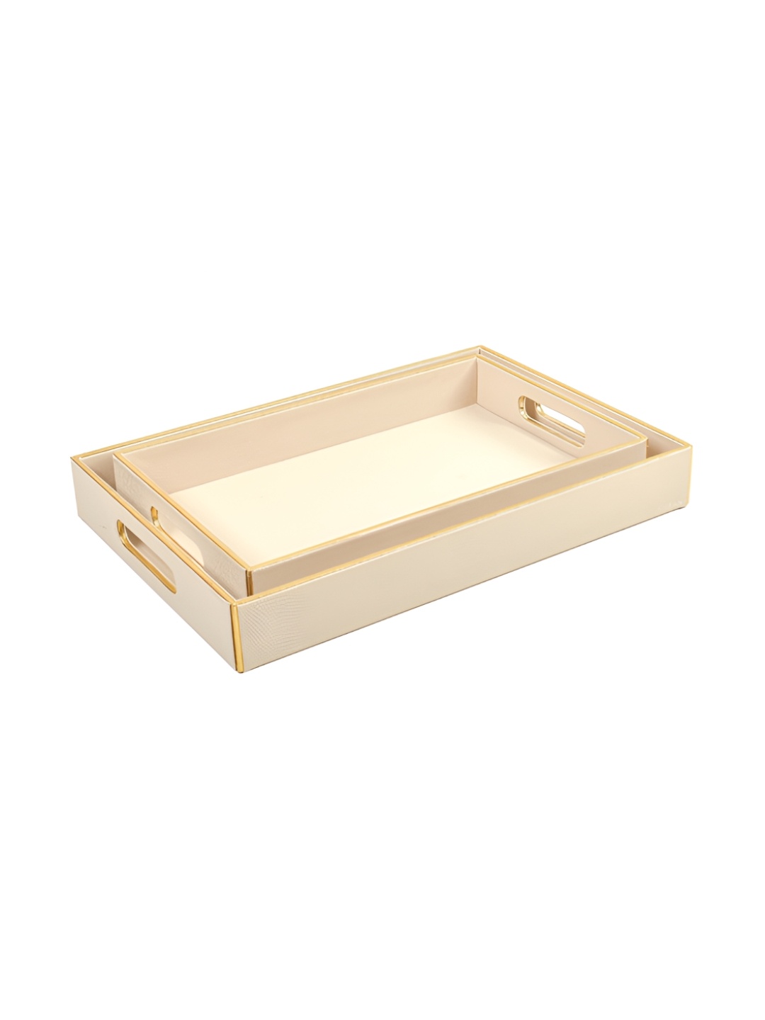 

ICHKAN Cream 2 Pieces Leather Rectangle Serving Tray