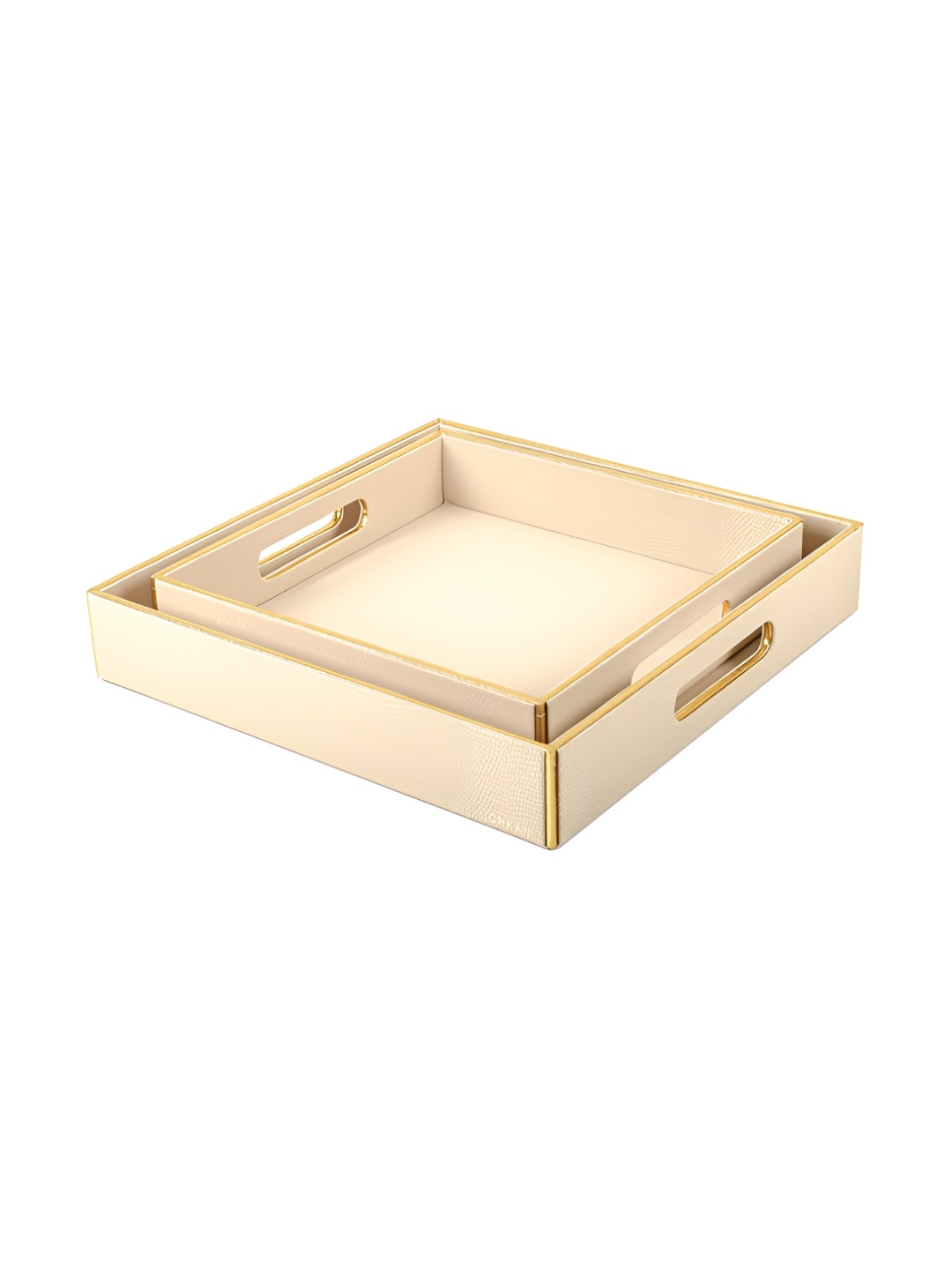 

ICHKAN Serpentine 2 Pieces Cream Wooden Square Tray