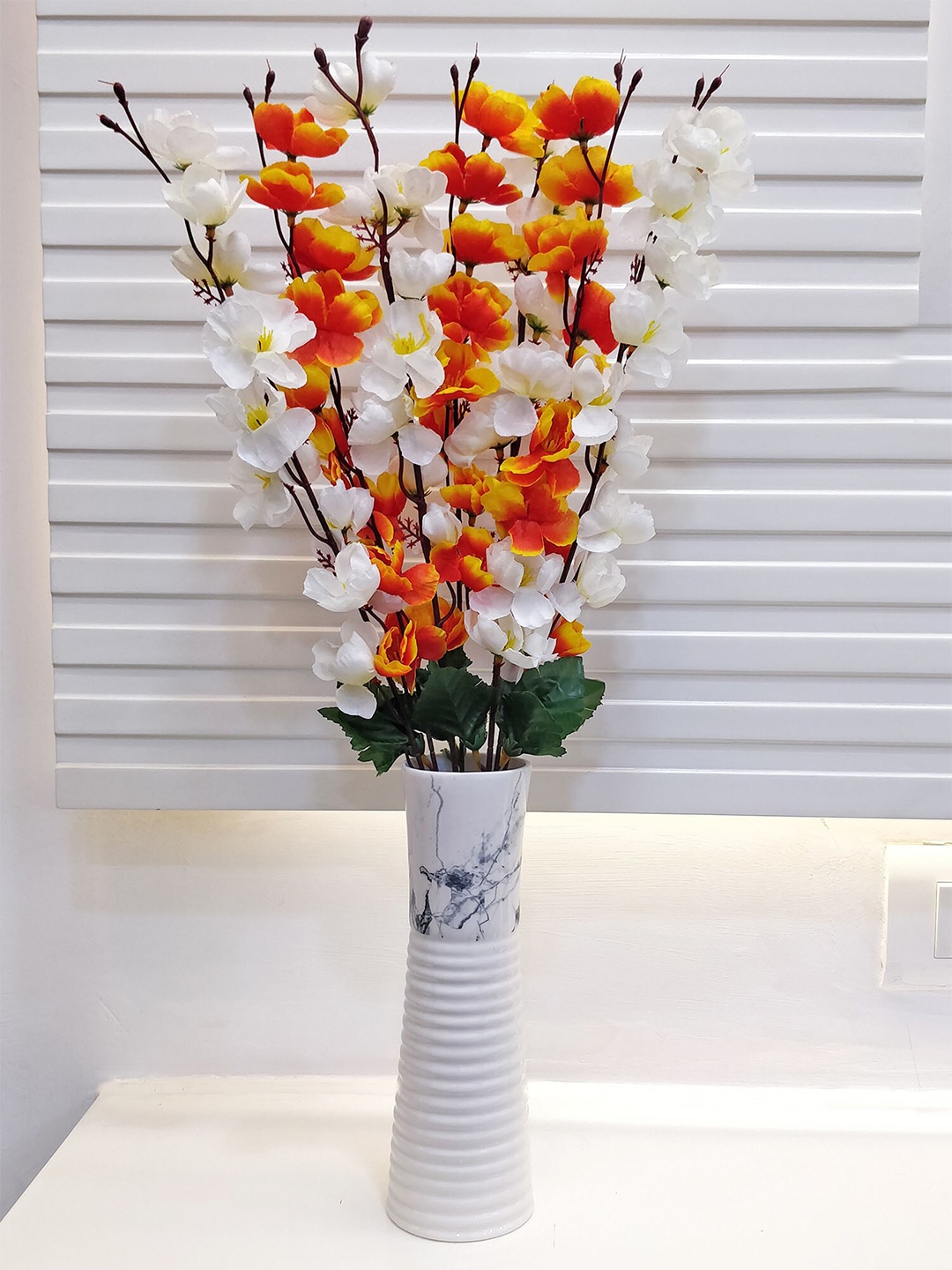

ARTSY White & Orange Artificial Flowers and Plants