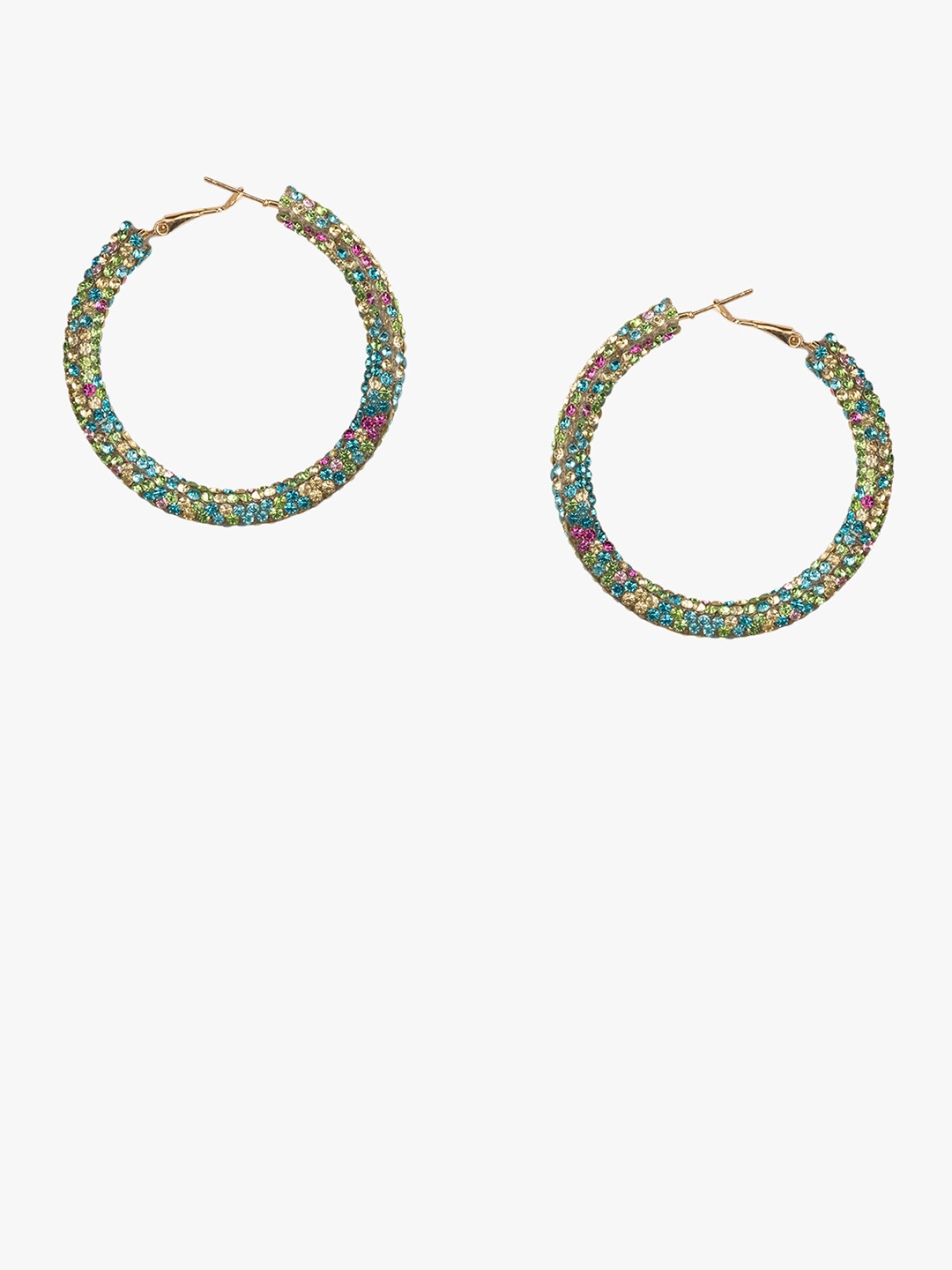 

Kazo Studded Contemporary Hoop Earrings, Green