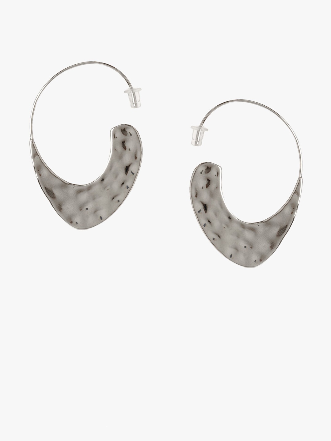 

Kazo Silver-Plated Contemporary Oxidised Half Hoop Earrings