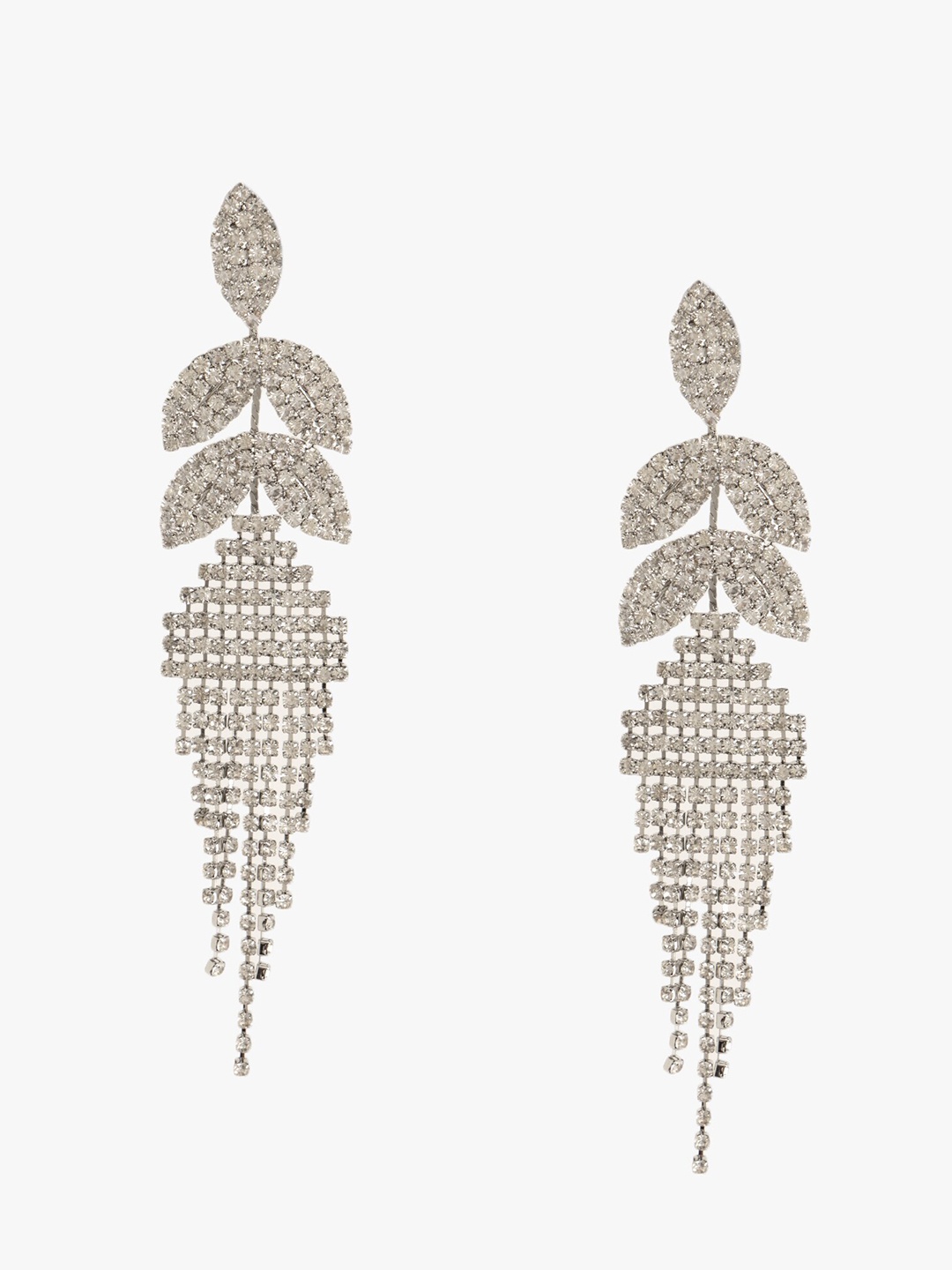

Kazo Silver-Plated Contemporary Rhinestone Drop Earrings