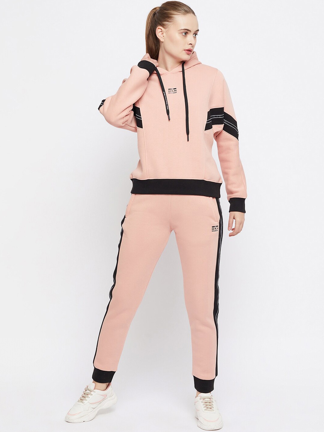 

Okane Colorblocked Hooded Cotton Fleece Sweatshirt & Joggers, Peach