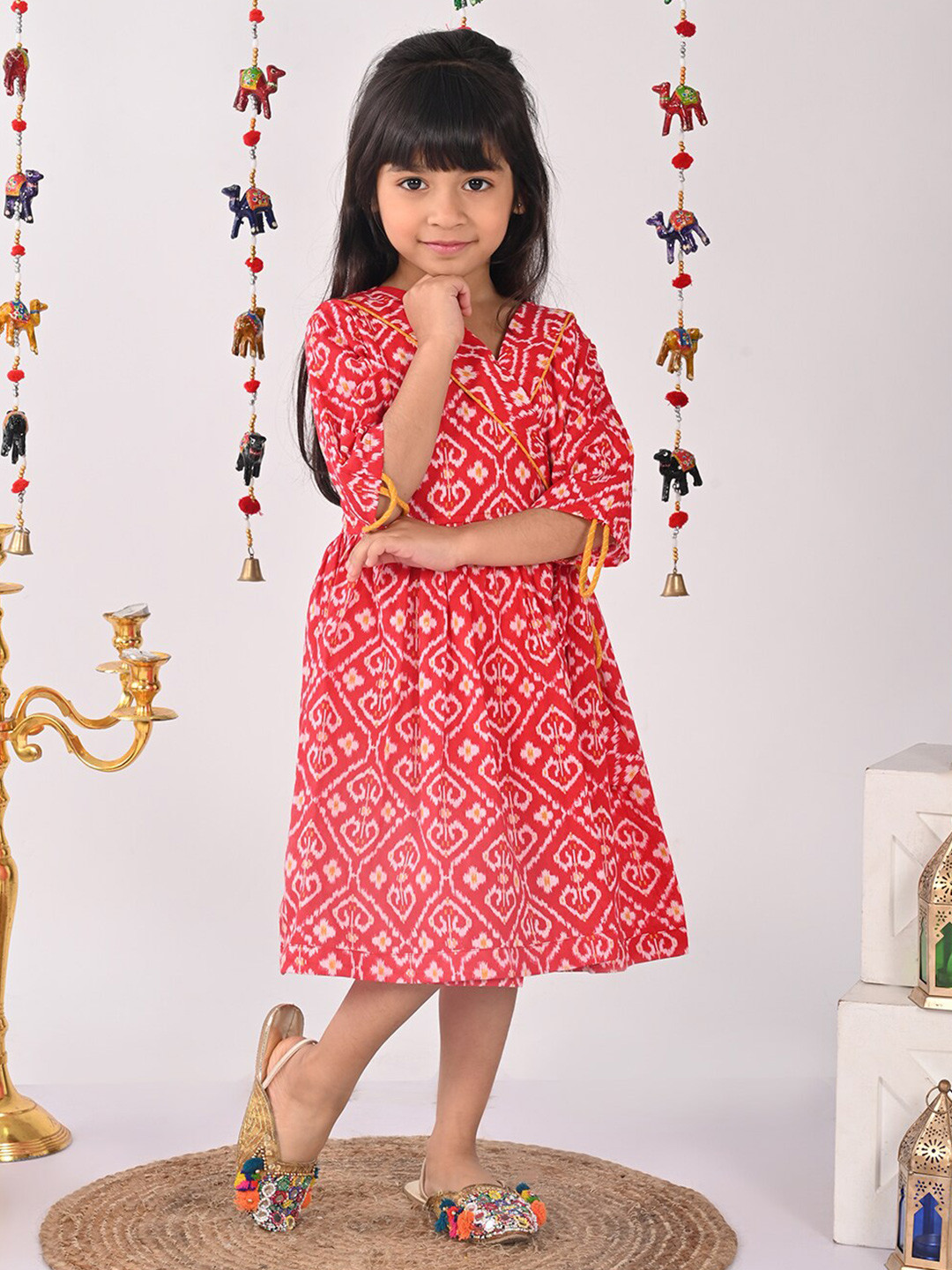 

Here&Now X Kinder Kids Floral Print Fit & Flare Dress, Red