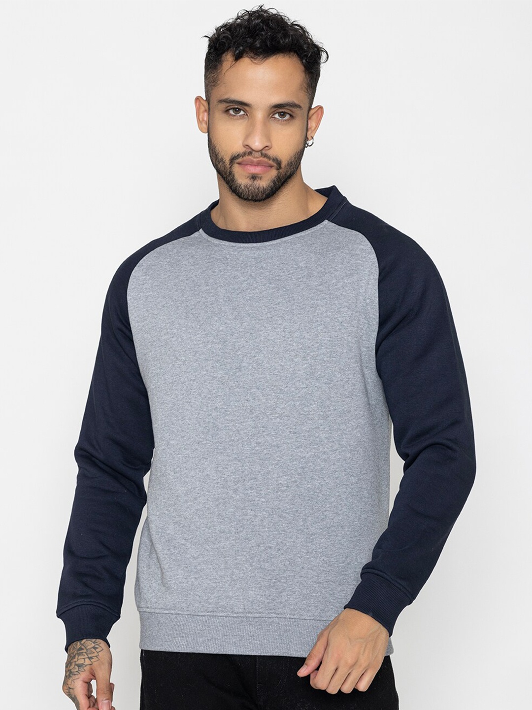 

Bonjour Raglan Sleeves Terry Cotton Pullover, Grey