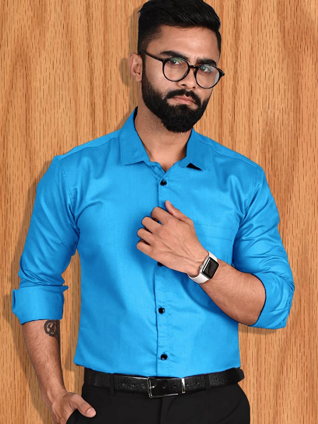 

7Threads Spread Collar Opaque Regular Fit Formal Shirt, Turquoise blue