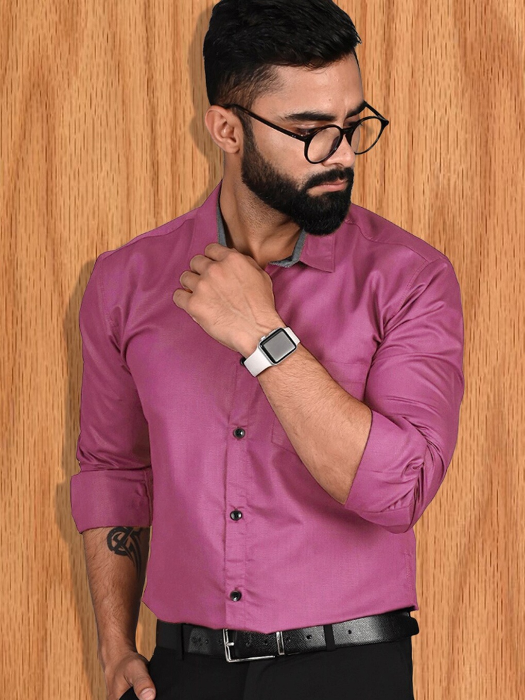 

7Threads Spread Collar Cotton Standard Opaque Striped Formal Shirt, Pink