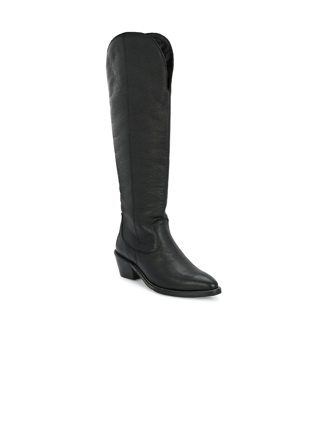 

CARLO ROMANO Women High-Top Round Toe Leather Block Heeled Boots, Black