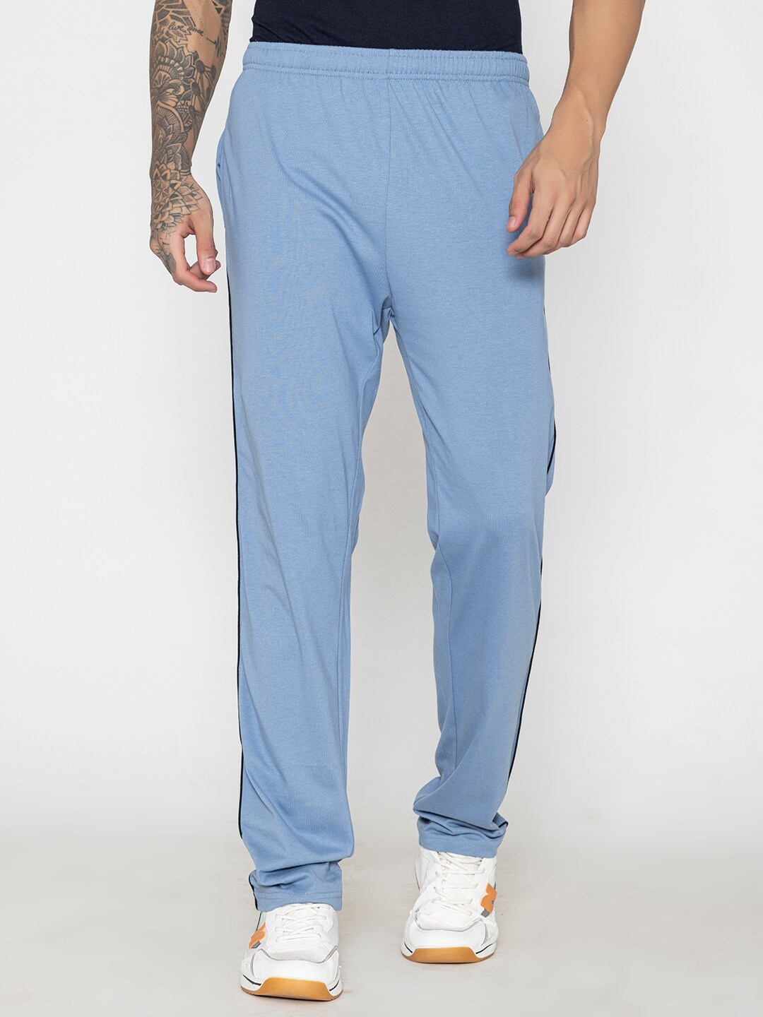 

Bonjour Men Cotton Track Pants, Blue