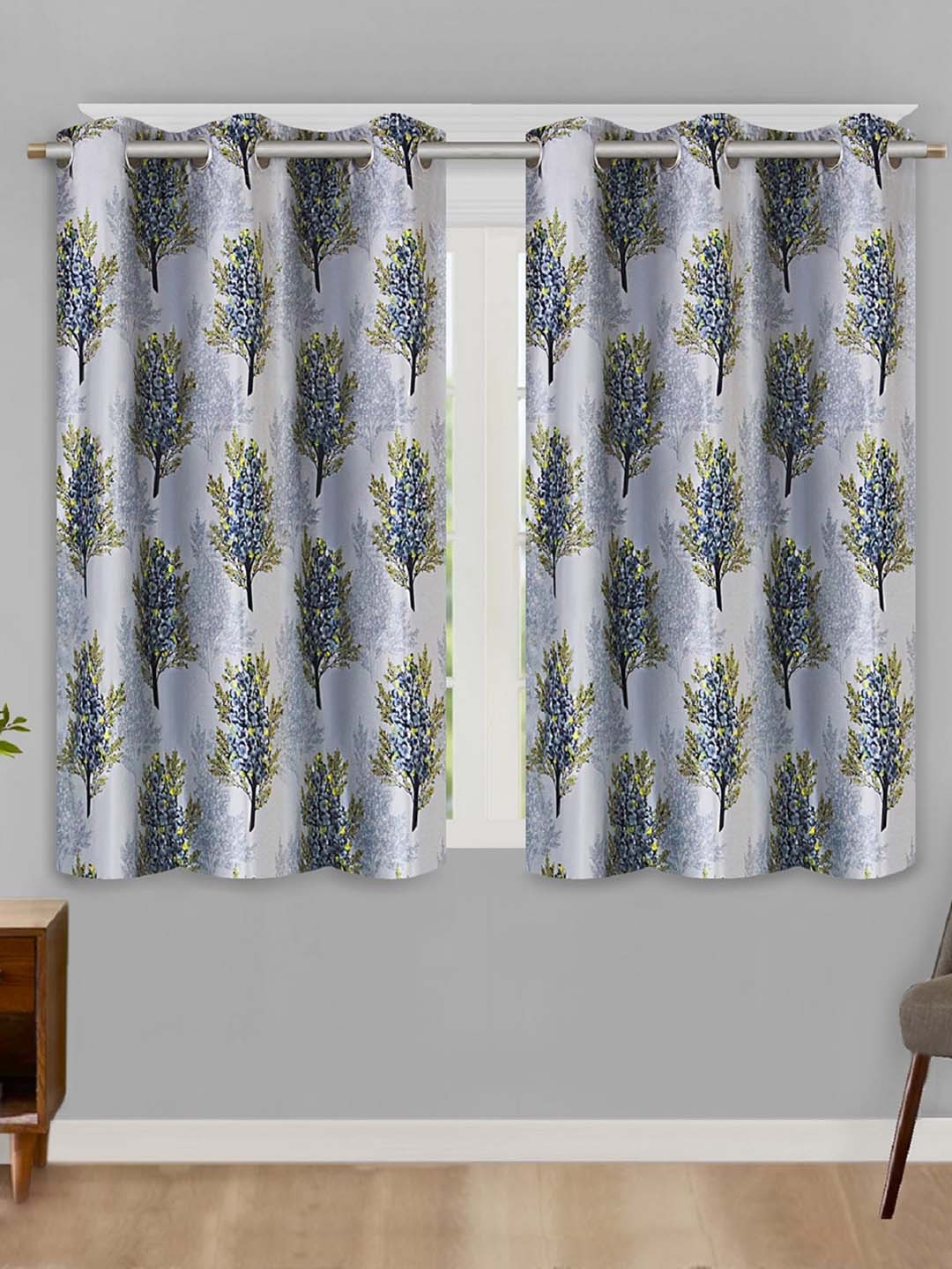 

Aura Blue & Yellow 2 Pcs Floral Printed Window Curtain