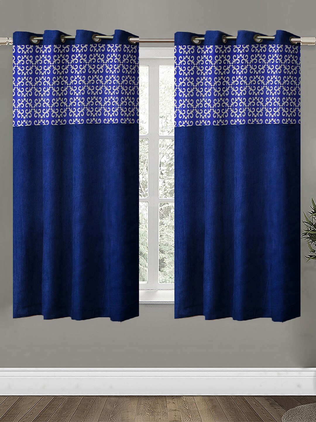 

Aura Blue & White 2 Pcs Ethnic Motifs Printed Window Curtain