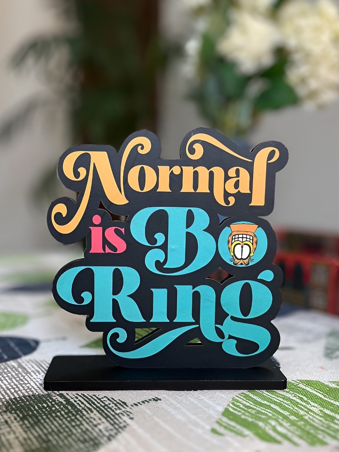 

Kastner Black & Blue Normal Is Boring Wooden Figurine Showpiece