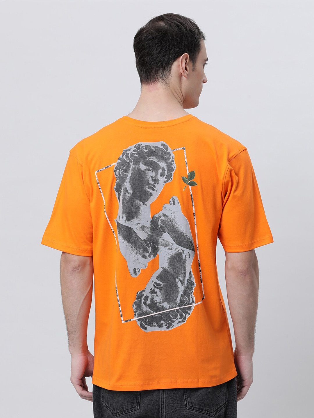 

Kryptic Graphic Printed Pure Cotton Oversized T-shirt, Orange