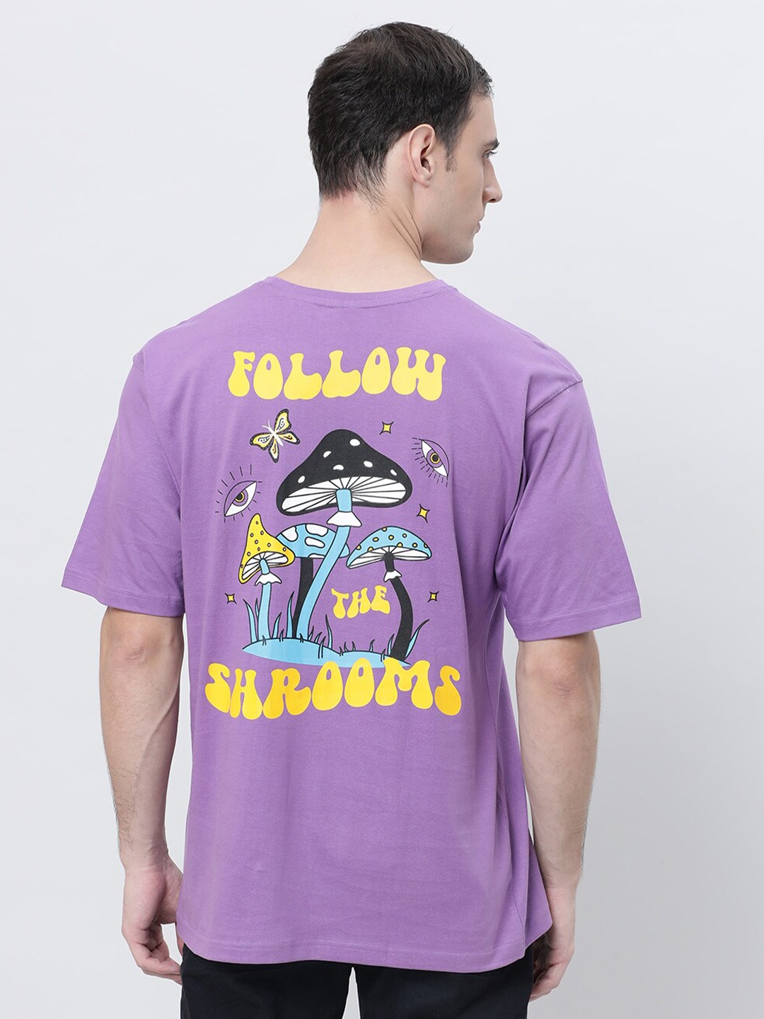 

Kryptic Graphic Printed Drop Shoulder Pure Cotton Oversized T-shirt, Purple