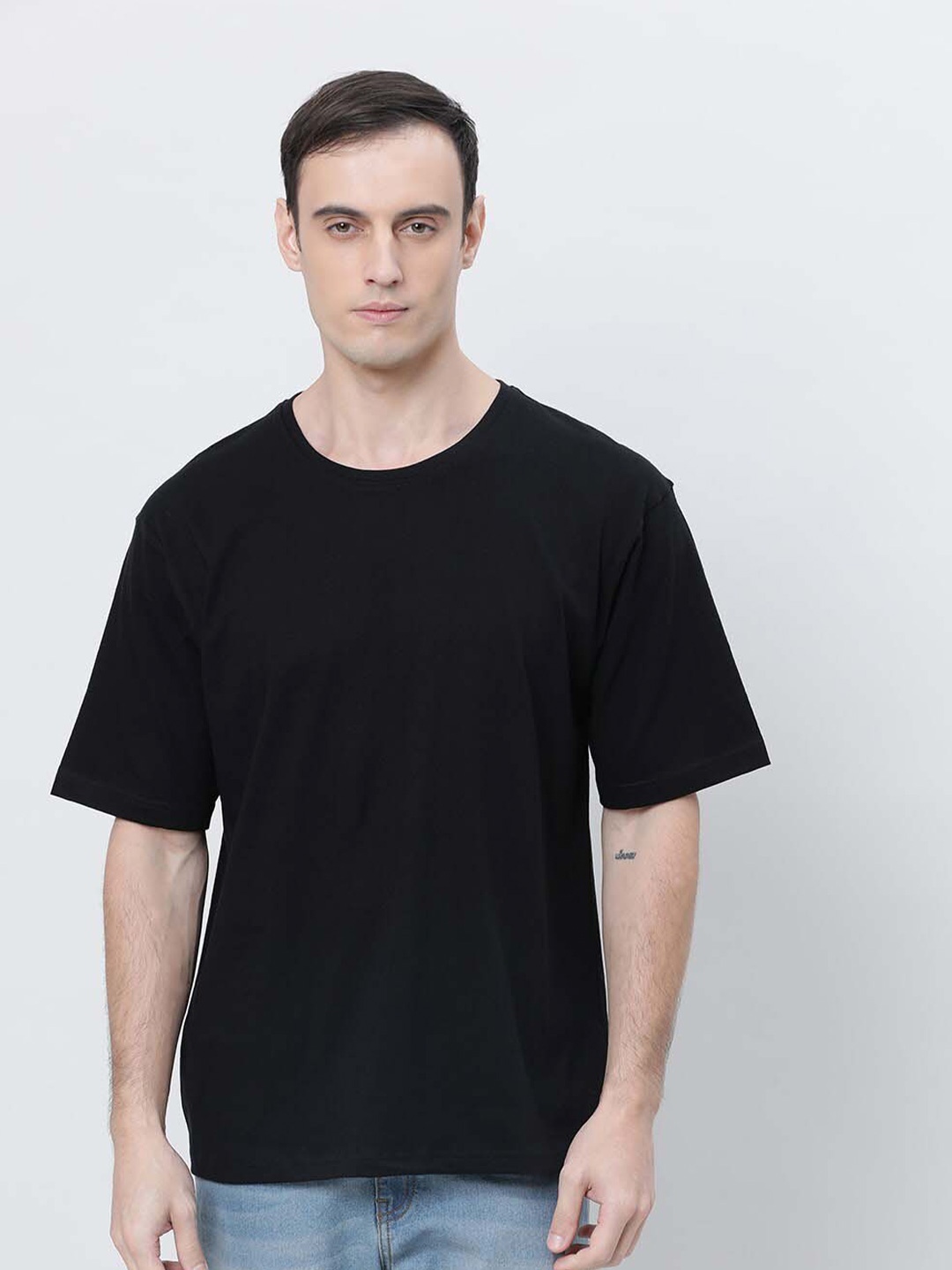 

Kryptic Graphic Printed Pure Cotton Oversized T-shirt, Black