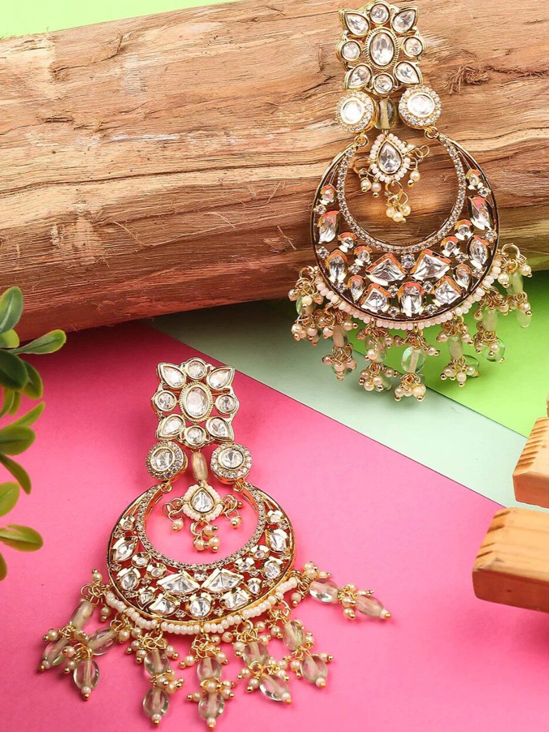 

House of Pataudi Gold-Plated Kundan-Studded Earrings