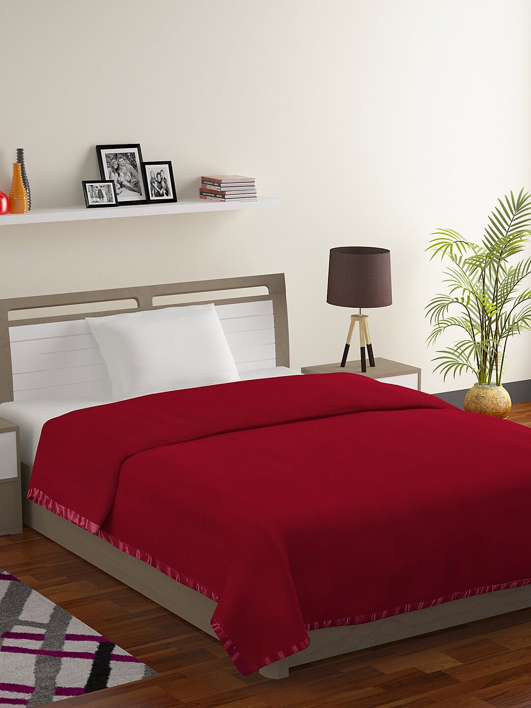 

BOMBAY DYEING All Season Maroon AC Room 287 GSM Single Bed Blanket