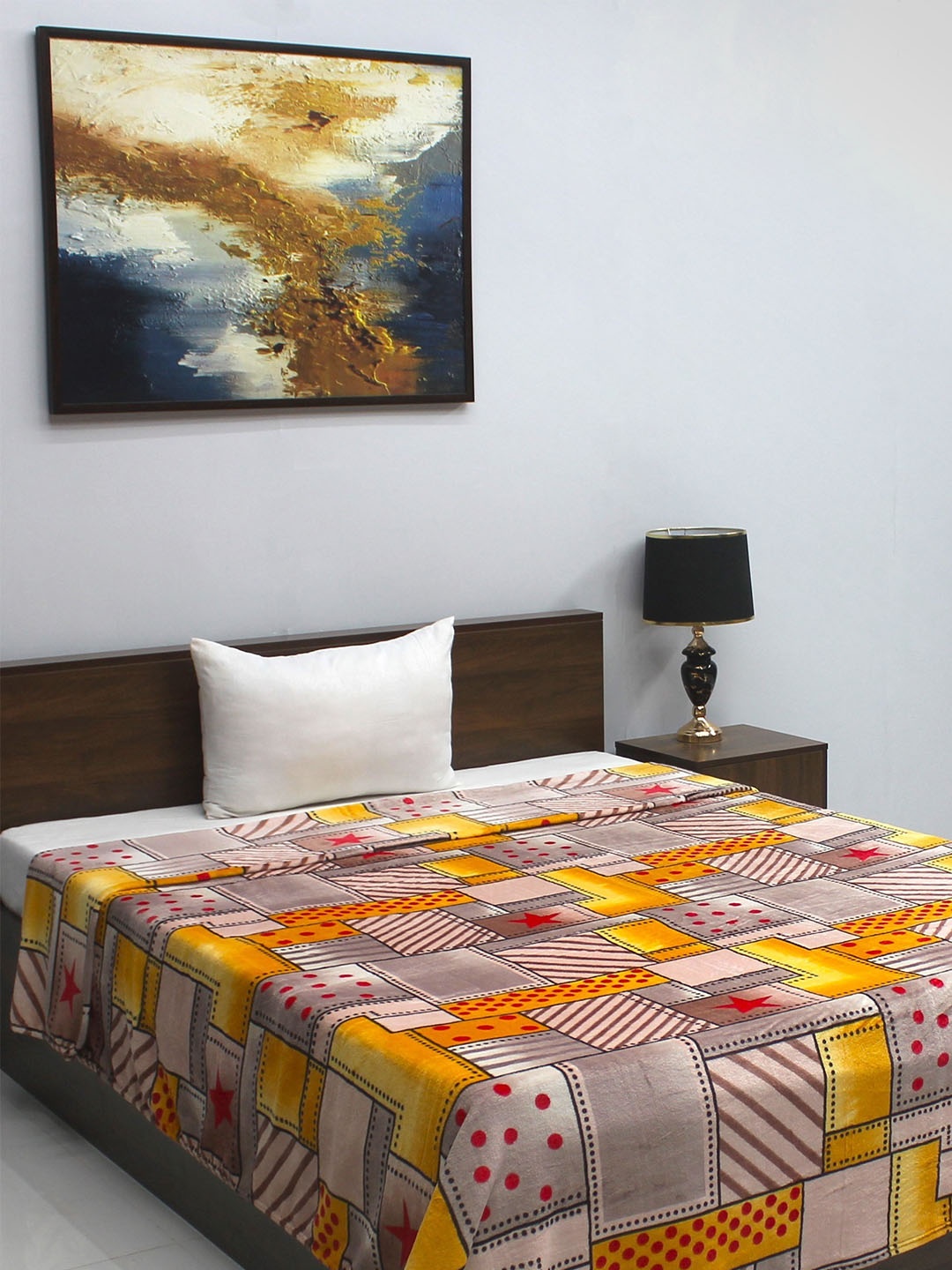 

BOMBAY DYEING Fidelis Grey & Black Mild Winter 303 GSM Single Bed Blanket