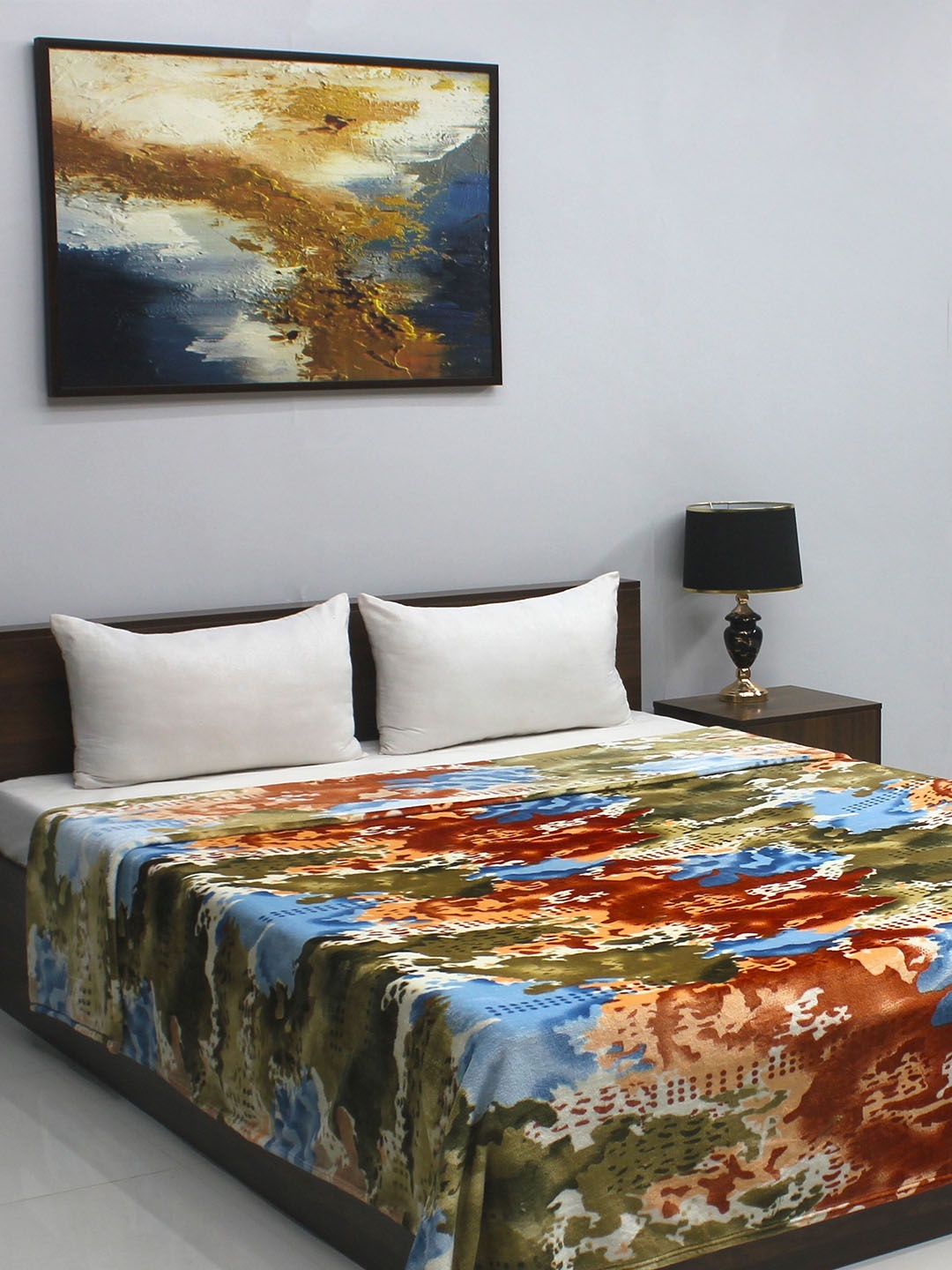 

BOMBAY DYEING Fidelis Turquoise Blue Mild Winter 284 GSM Double Bed Blanket