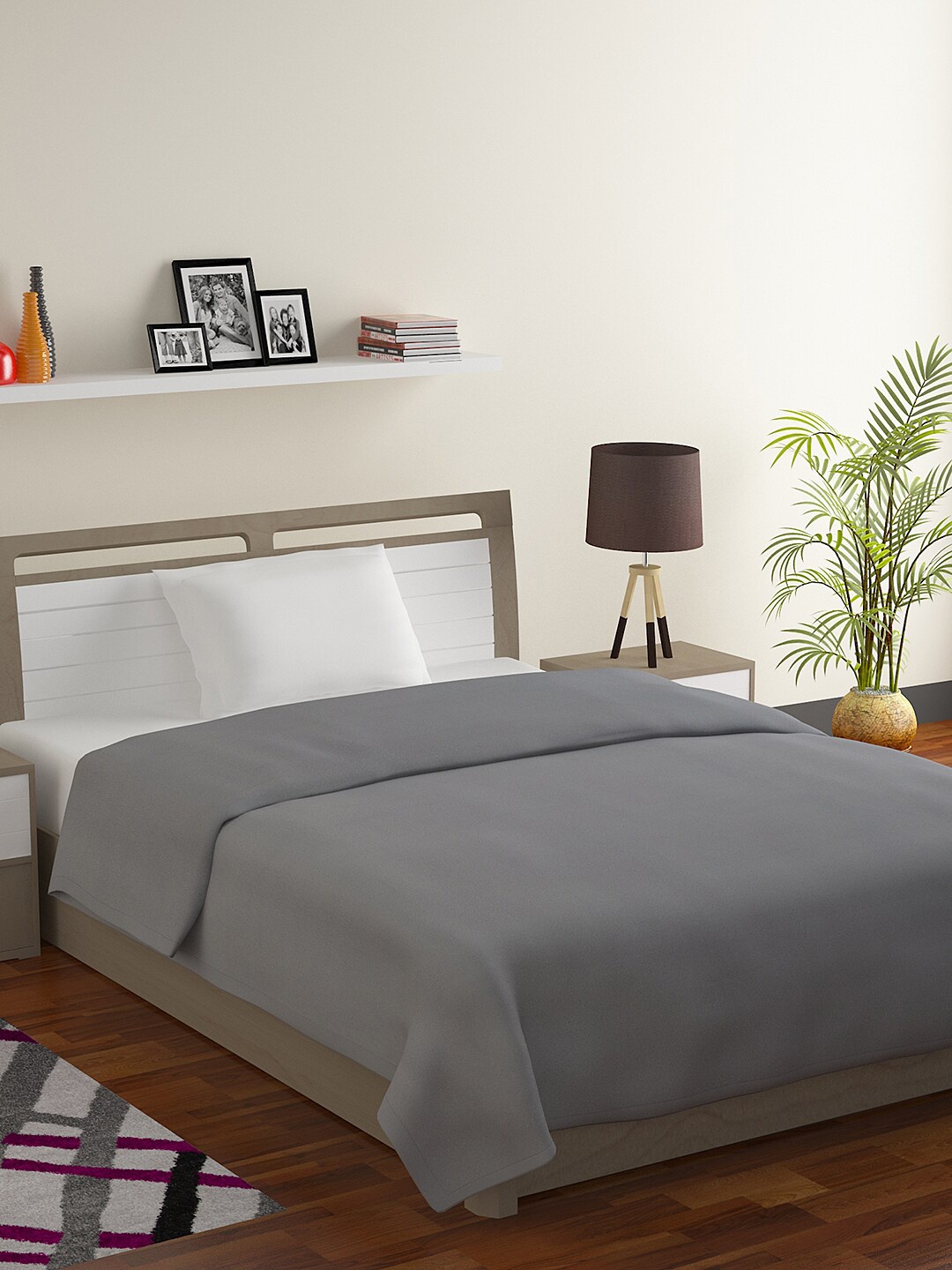 

BOMBAY DYEING Daisy Grey AC Room 181 GSM Single Bed Blanket