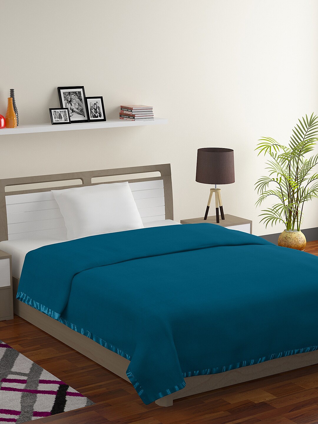

BOMBAY DYEING Teal Blue AC Room 233 GSM Single Bed Blanket