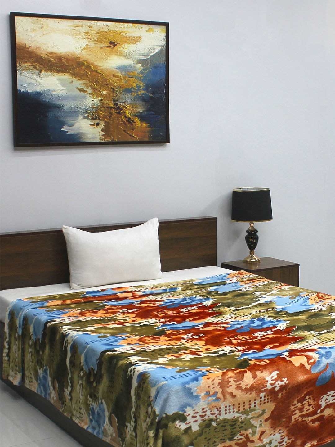 

BOMBAY DYEING Fidelis Turquoise Blue & White Mild Winter 303 GSM Single Bed Blanket