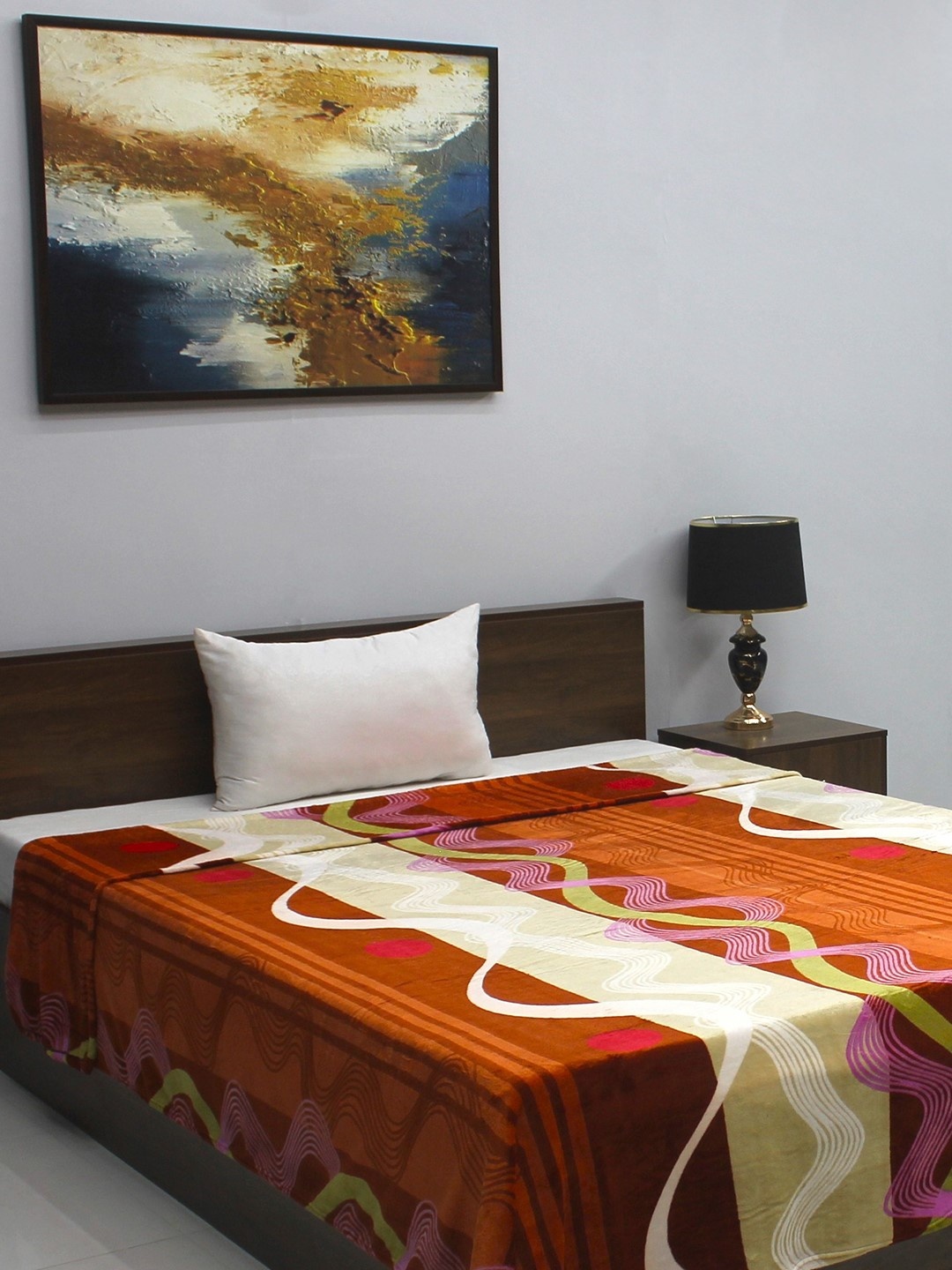 

BOMBAY DYEING Fidelis Brown & Blue Mild Winter 303 GSM Single Bed Blanket