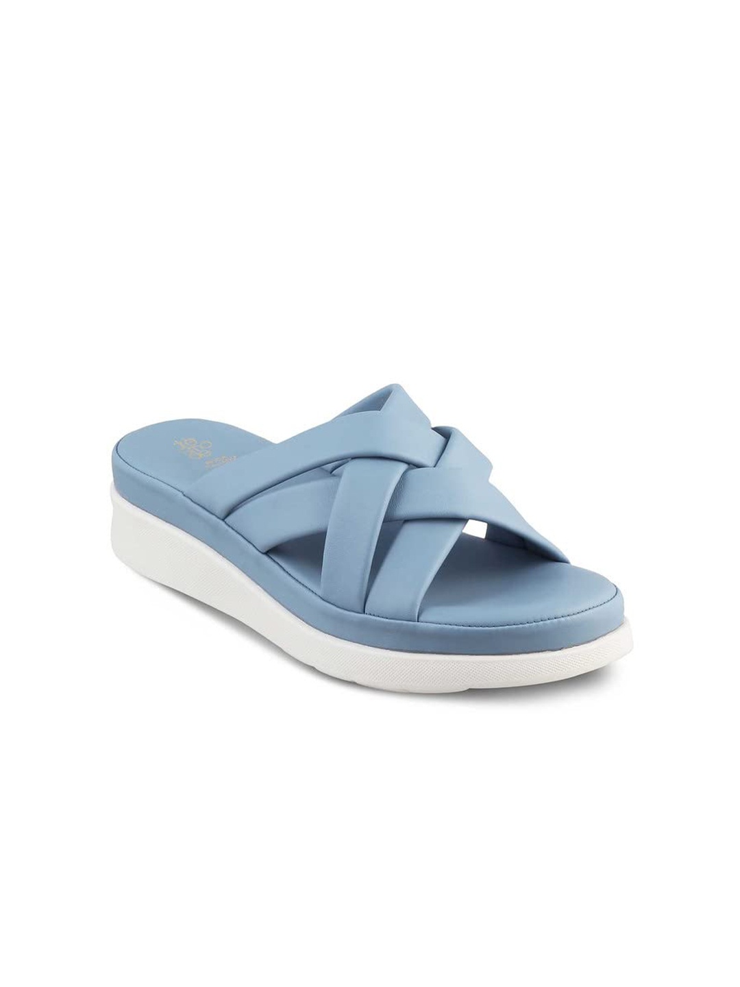 

Tresmode Cross Strap Open Toe Flatform Heels, Blue