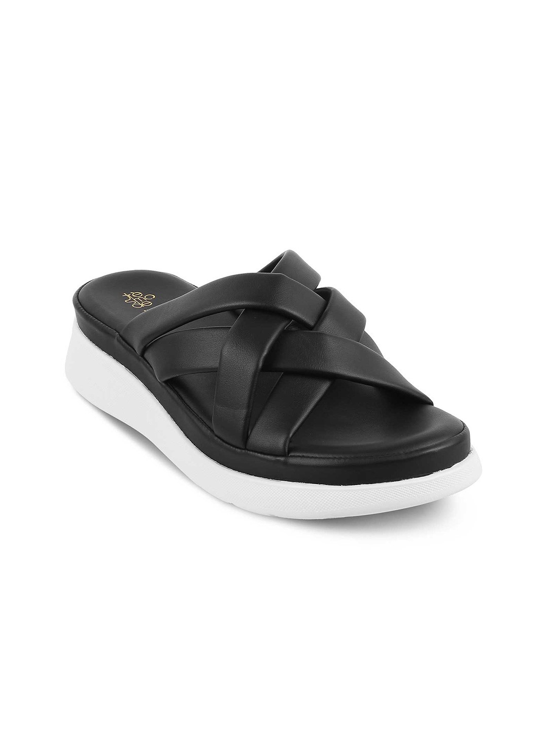 

Tresmode Cross Strap Open Toe Flatform Heels, Black