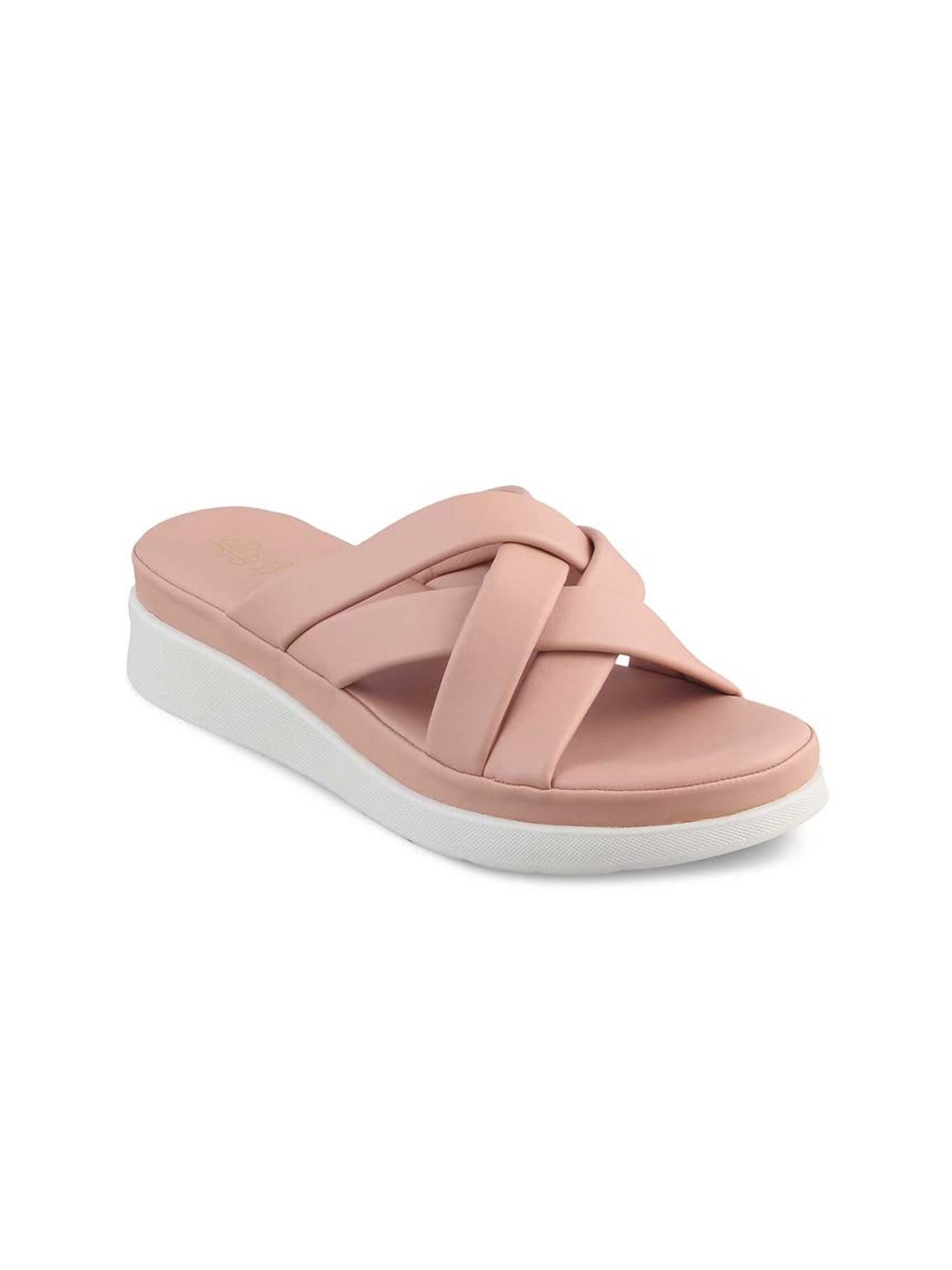 

Tresmode Cross Strap Open Toe Platform Heels, Pink