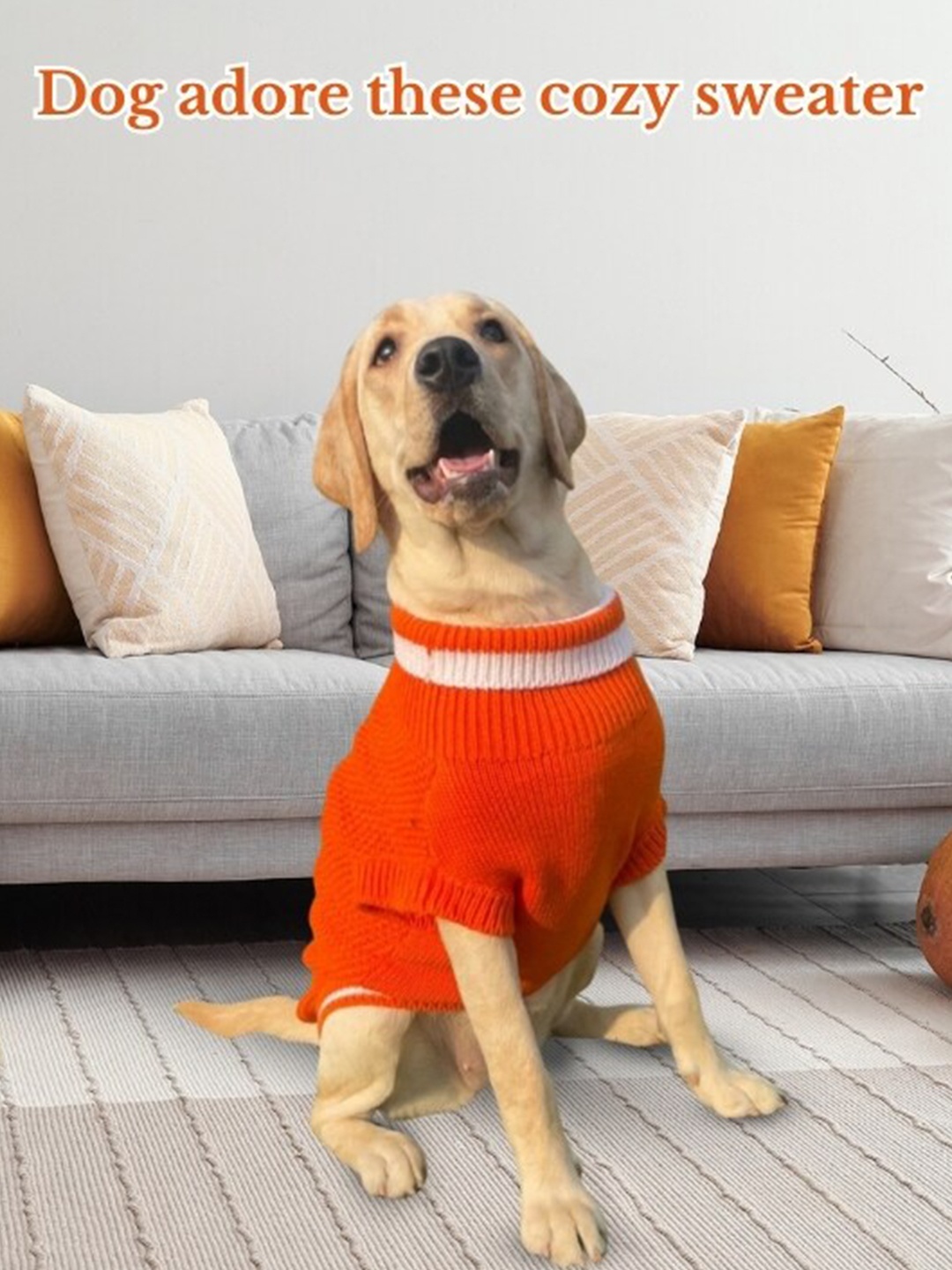 

Lulala High Neck Woollen Dog Sweater, Orange