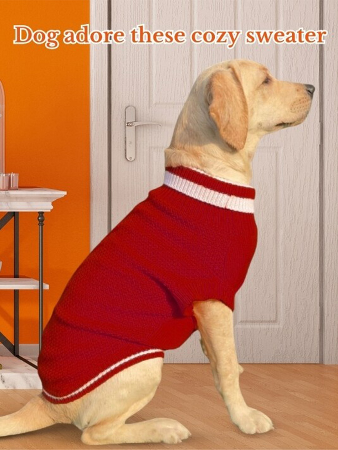 

Lulala High Neck Woolen Dog Sweater, Red