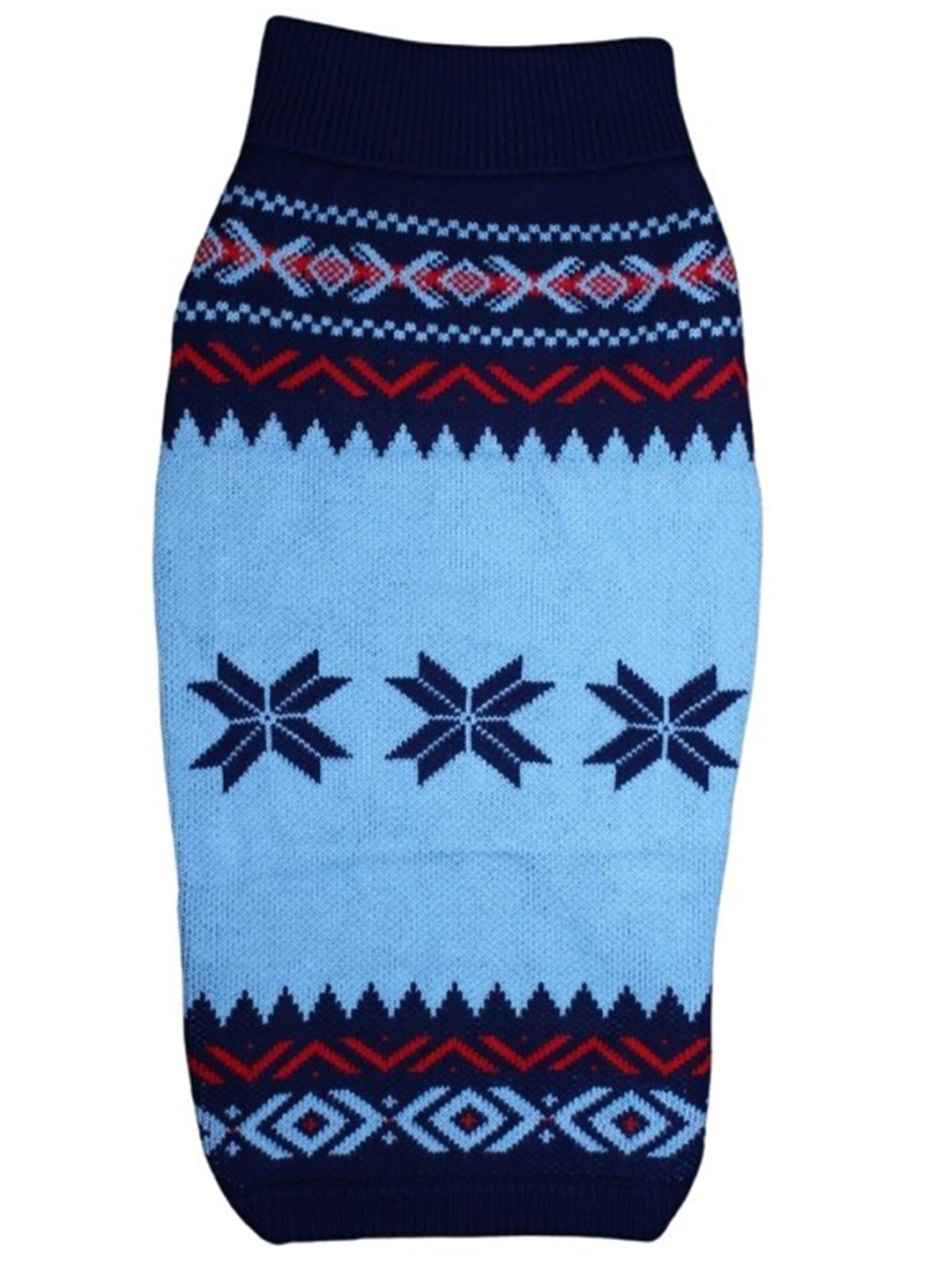 

Lulala Geometric Self Design High Neck Woollen Dog Sweater, Blue