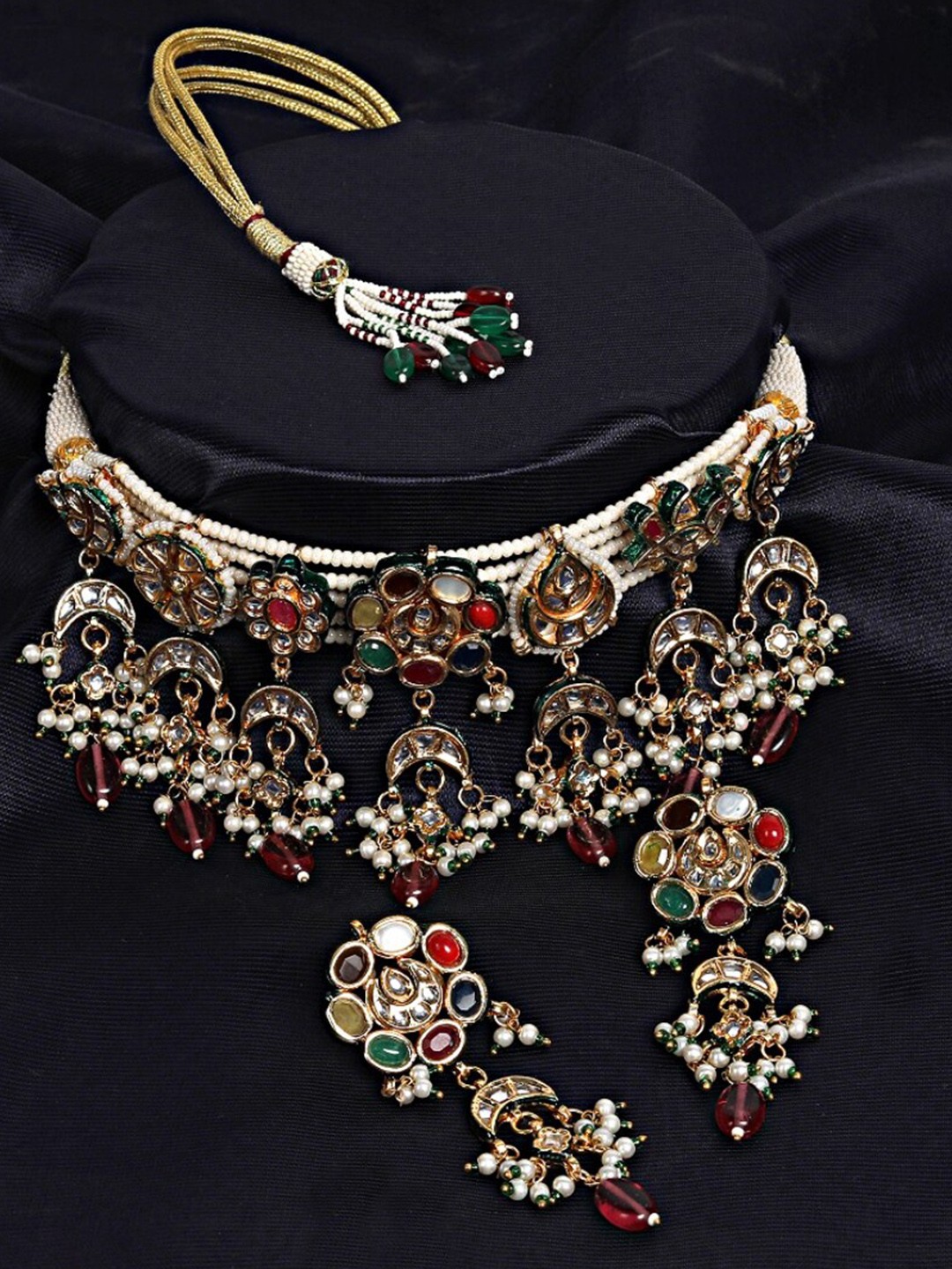 

House of Pataudi Gold-Plated Kundan-Studded Jewellery Set