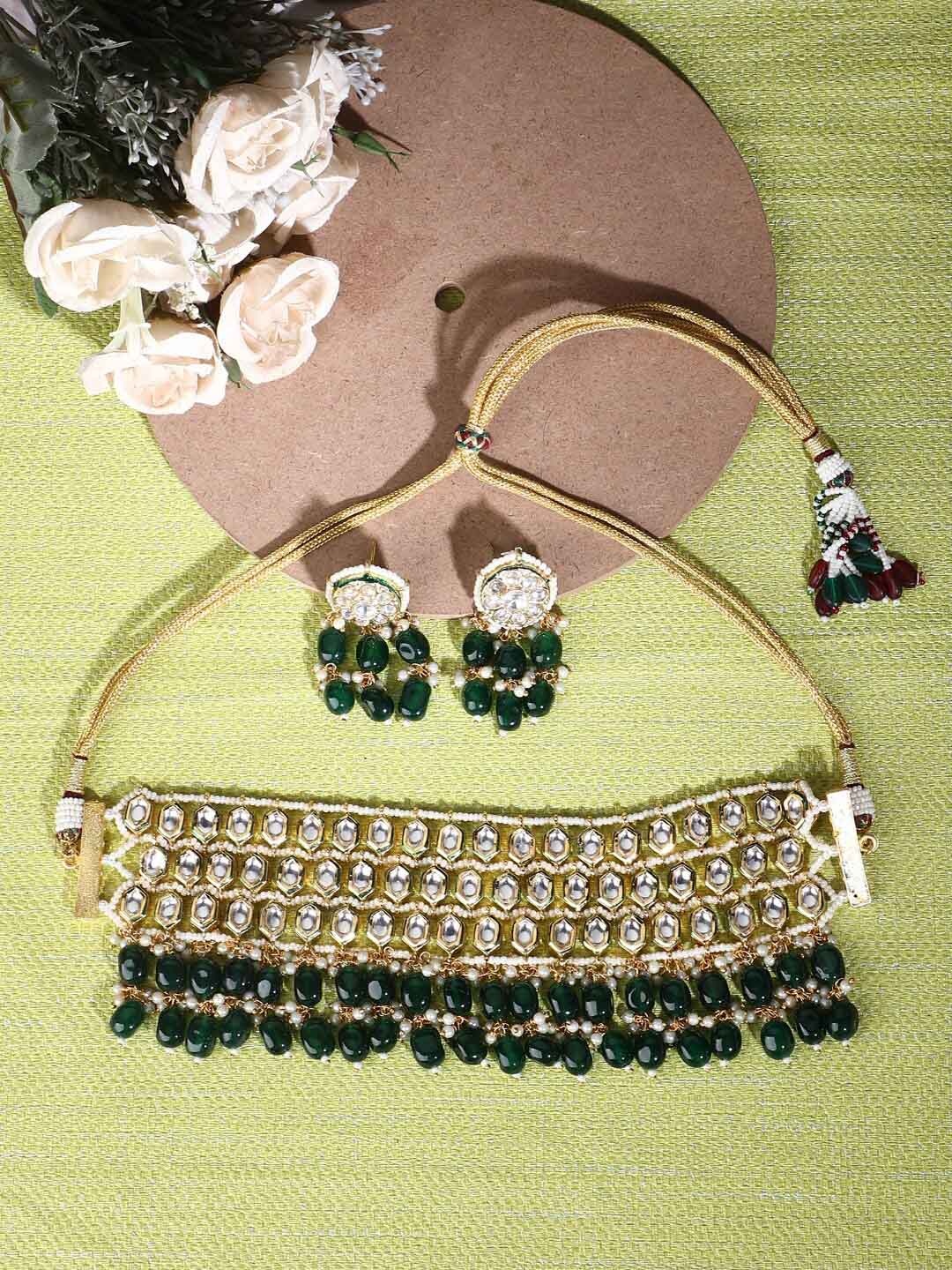 

House of Pataudi Gold-Plated Kundan & Stone-Studded Jewellery Set