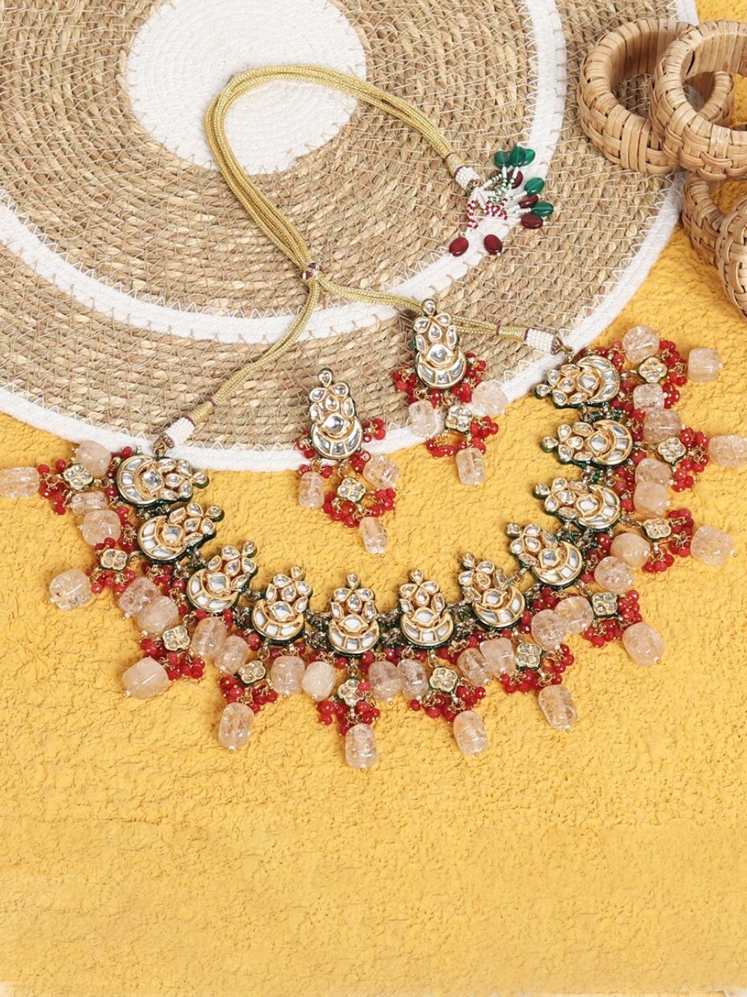 

House of Pataudi Gold-Plated Kundan-Studded Jewellery Set
