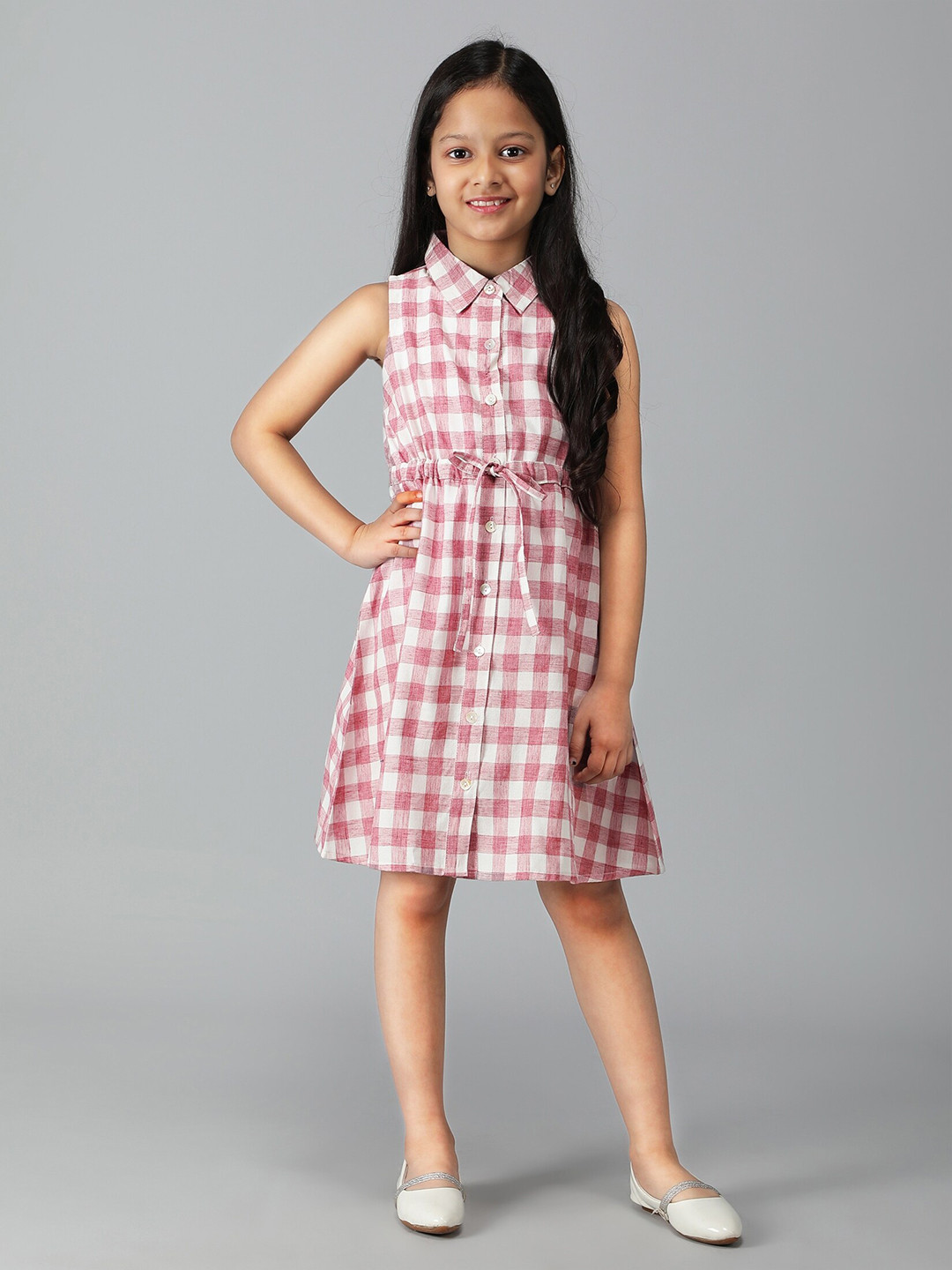 

BAESD Girls Shirt Collar Sleeveless Checked Casual Shirt Dress, Purple