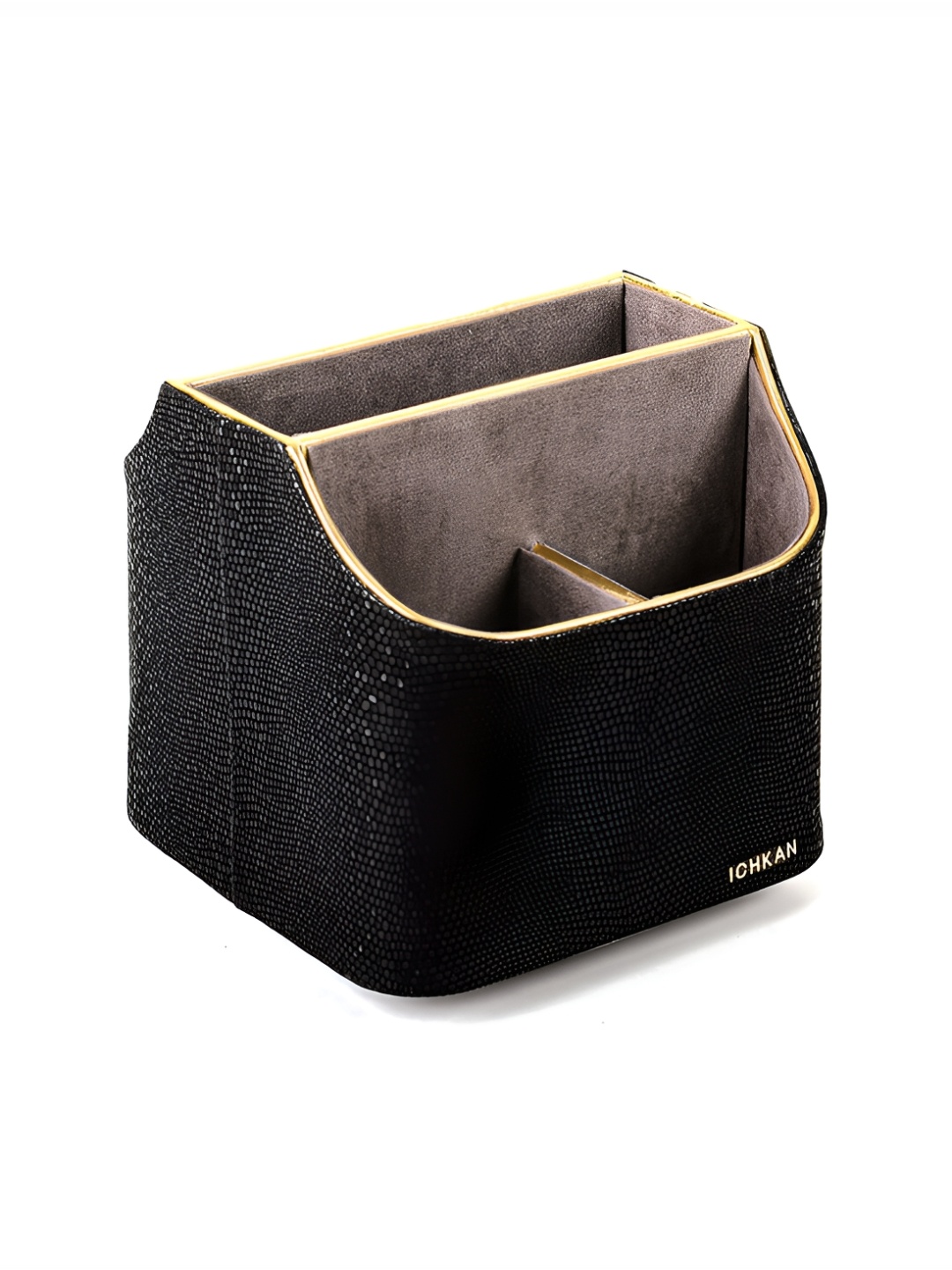 

ICHKAN Serpentine Black & Gold Toned Textured Regular Desk Organiser