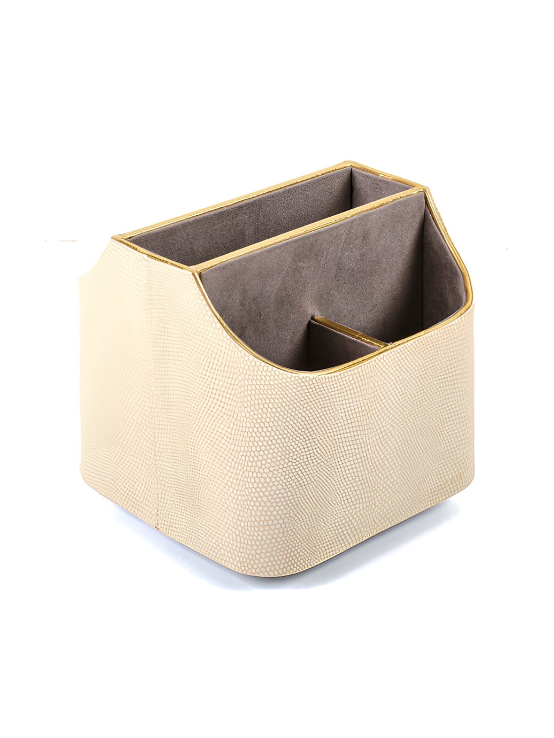 

ICHKAN Serpentine Cream & Gold Toned Textured Regular Desk Organiser