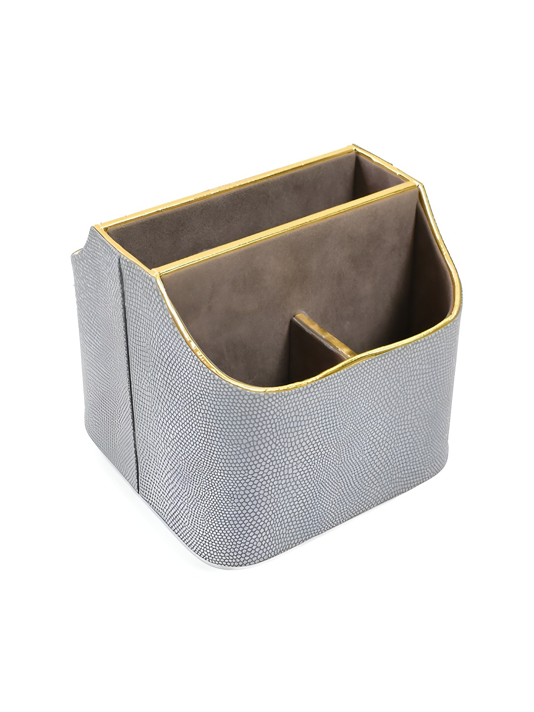 

ICHKAN Serpentine Grey & Gold Toned Textured Regular Desk Organiser