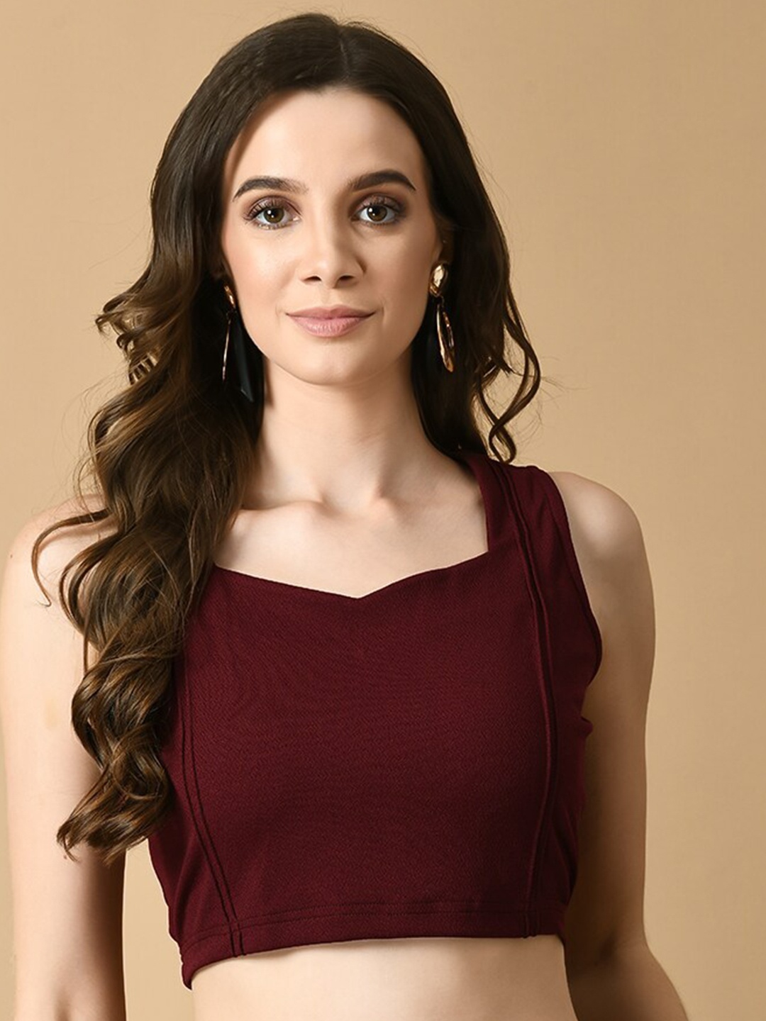 

Myshka sweatheart neck Sleeveless Crop Top, Magenta