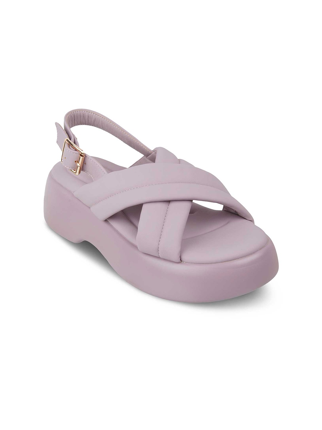 

Tresmode Cross Strap Open Toe Backstrap Flatform Heels, Purple