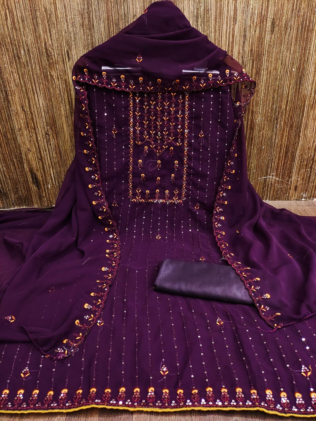 

ZEEPKART Embellished Unstitched Dress Material, Purple