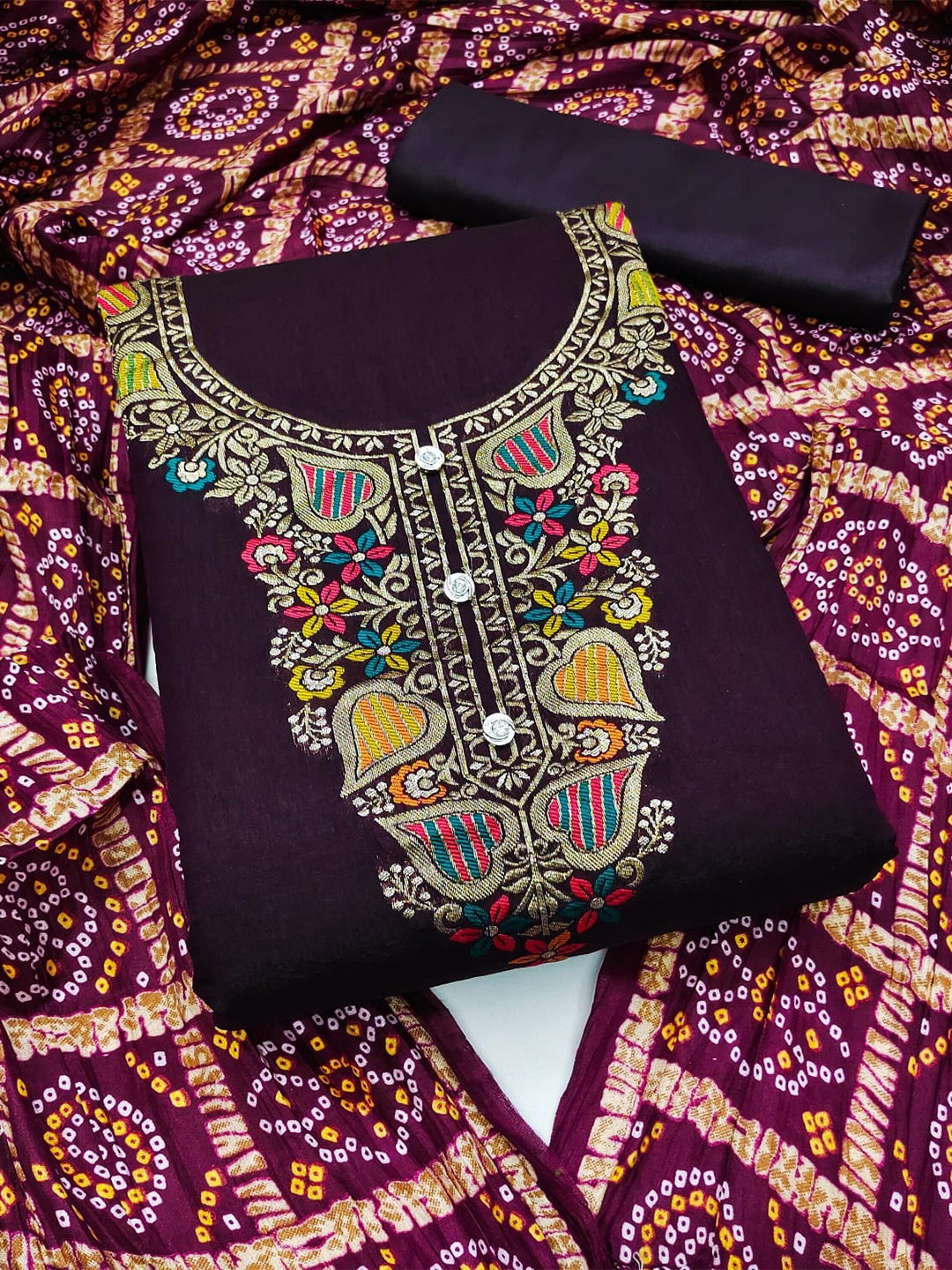 

ZEEPKART Embroidered Unstitched Dress Material, Purple