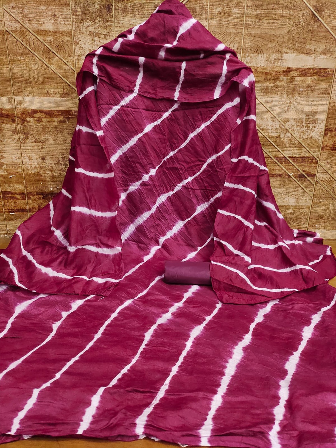 

ZEEPKART Leheriya Unstitched Dress Material, Purple