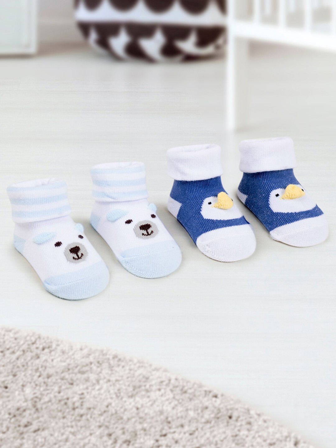 

Baby Moo Infants Pack Of 2 Patterned Booties, Blue